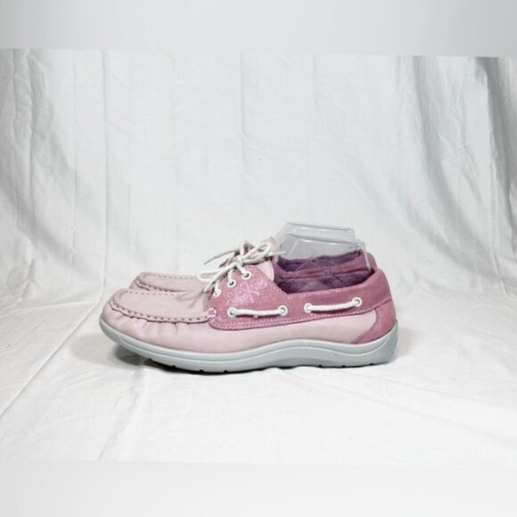 SAS Pink Leather Glitter Breast Cancer Awareness Boat Deck Shoes~9.5~ - Picture 5 of 8